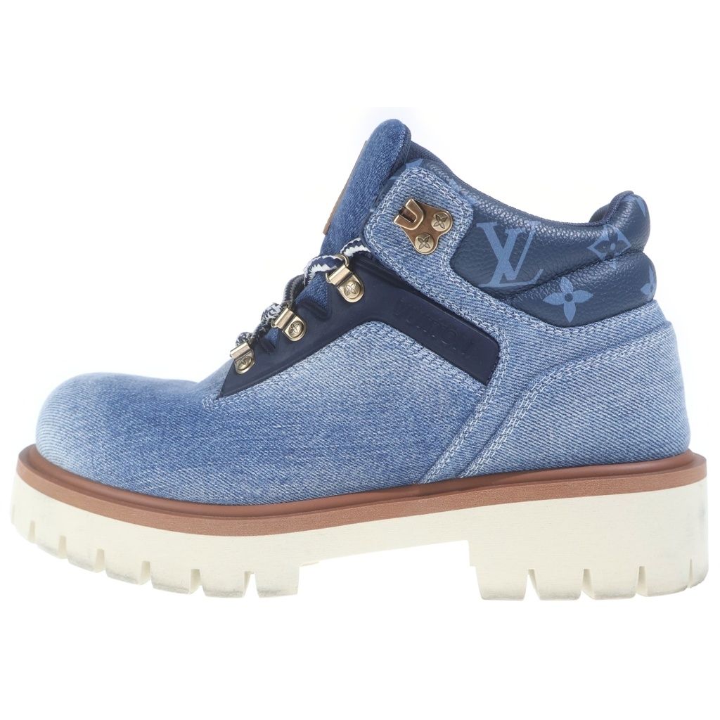 LOUIS VUITTON (ルイヴィトン) 26SS LV REMIX ANKLE BOOT リミックス デニム地 アンクルワークブーツ インディゴ 1AIZHU