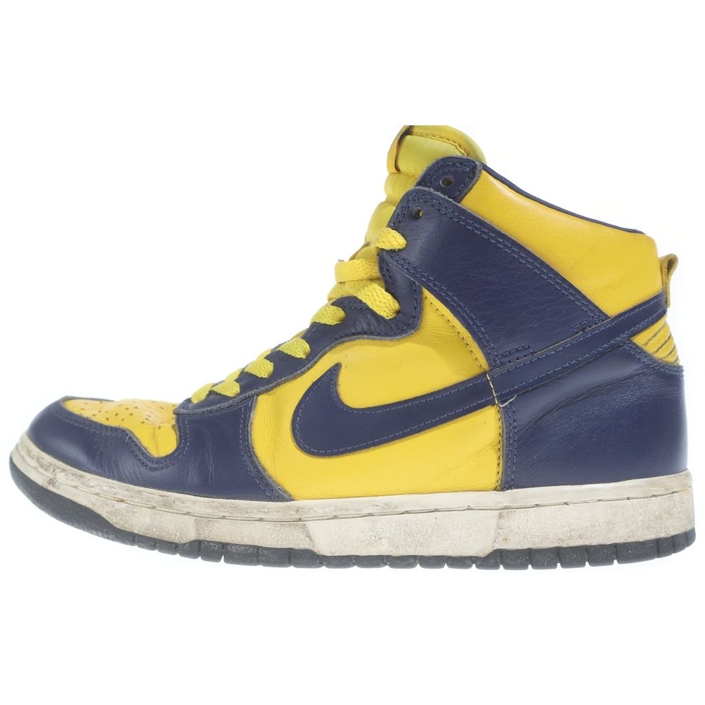 NIKE (ナイキ) 【観賞用】 HJ DUNK HIGH LE MICHIGAN ダンク ハイ ミシガン ハイカットスニーカー ネイビー/イエロー US8cm/26cm 981012
