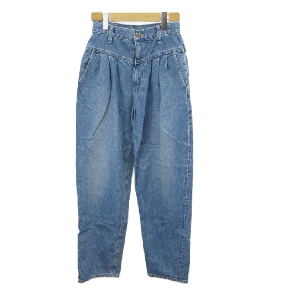 ヒステリックグラマー HYSTERIC GLAMOUR デニムタックパンツ ジーンズ XS インディゴブルー タック入り ハイウエスト フルレングス 01233AP06 /AY ■GY47