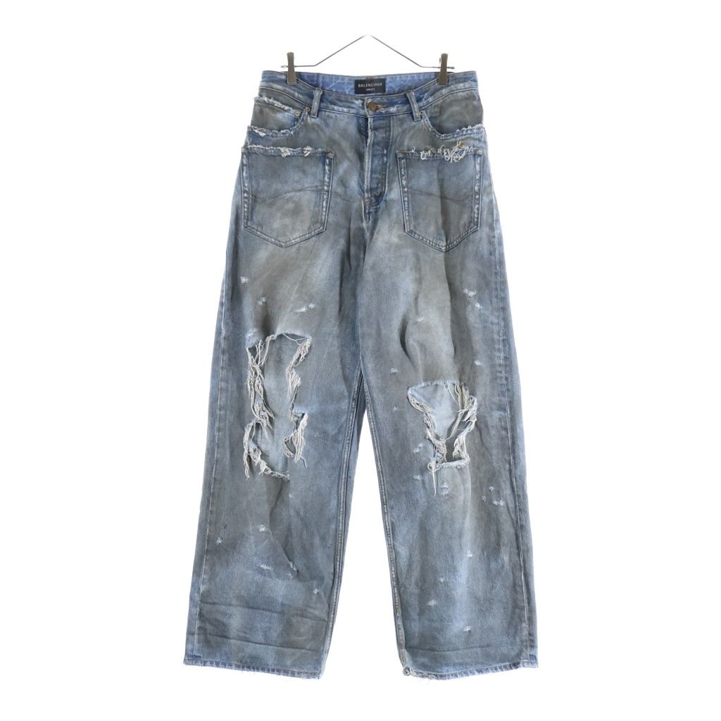 BALENCIAGA (バレンシアガ) 23AW Patched Pocket Baggy Denim Pants ポケット バギー デニム パンツ 汚れ加工 インディゴ 751111 TDW14 3359