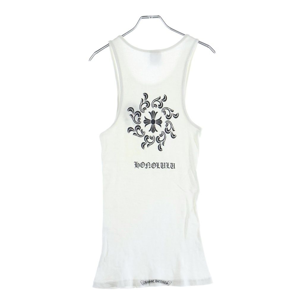 CHROME HEARTS (クロムハーツ) OLD S RIB TANK ホノルル限定 バックプリント タンクトップ ホワイト