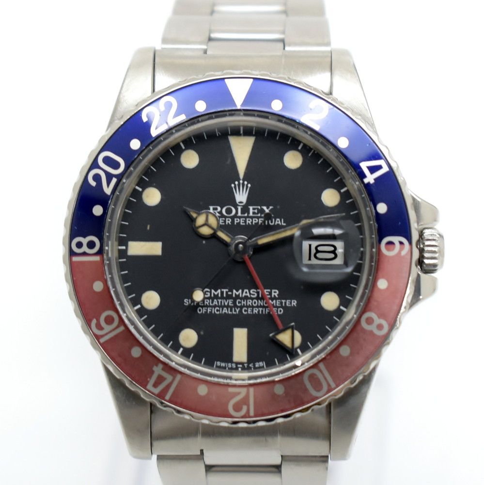 ロレックス ROLEX 腕時計 GMTマスター 16750 3075 メンズ 自動巻き SS OH済 ペプシ フチなし オールトリチウム → 2403LK006