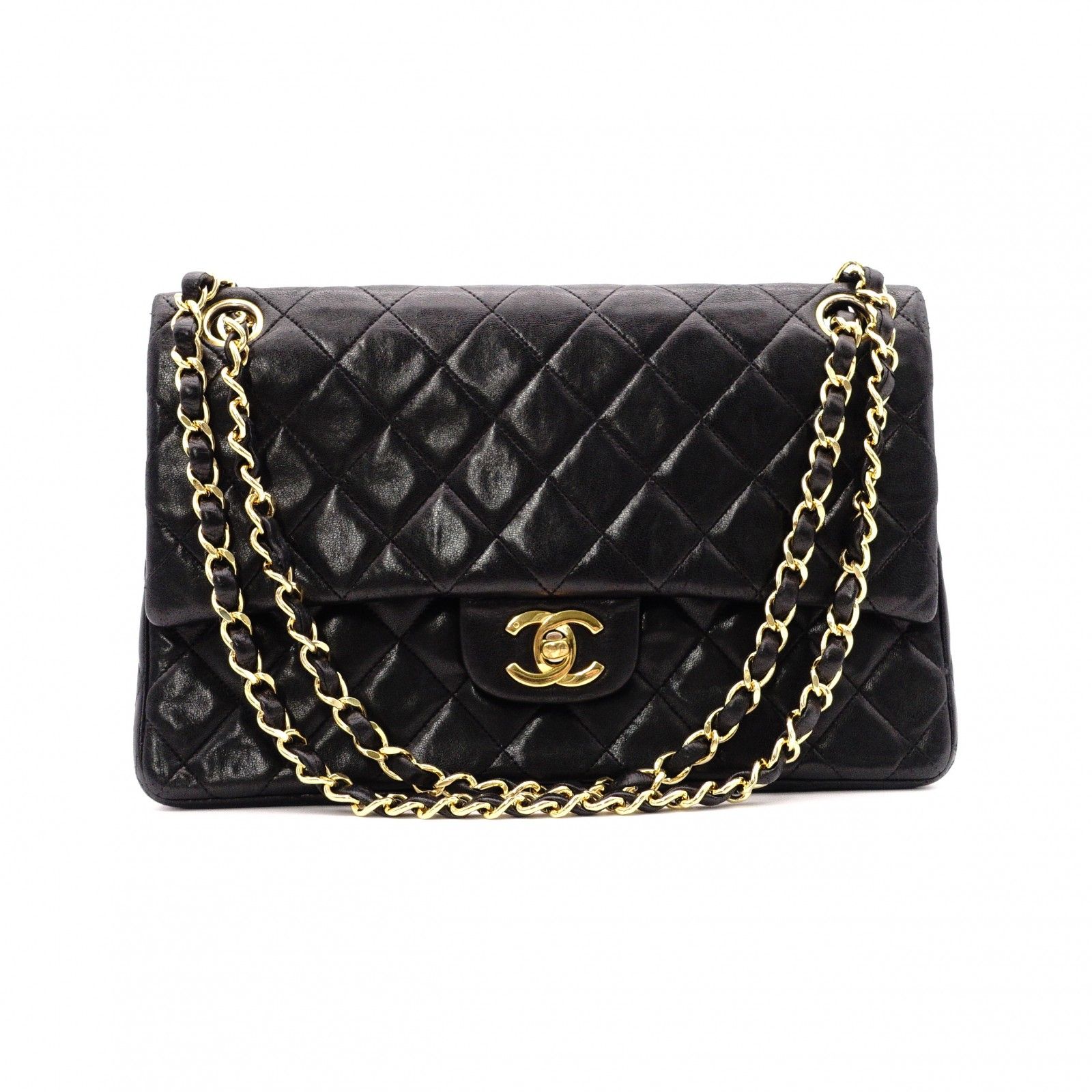 CHANEL シャネル マトラッセ25 クラシック ラムスキン ショルダーバッグ レザー ブラック ゴールド金具
