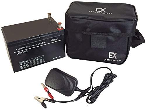 【新品】電動リール用 バッテリー エクステンド 12V 12Ah 充電器＋ケース付き シマノ ダイワ 互換 魚探 0e68bb20