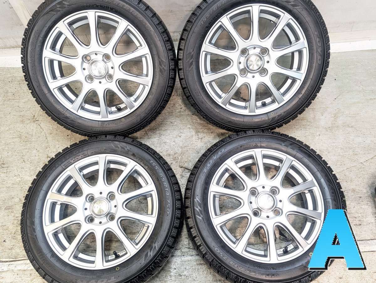 155/65R14 トーヨータイヤ オブザーブ ガリット GIZ 　 LAYCEA 14x4.5 45 100-4穴 中古タイヤ スタッドレスタイヤ ホイールセット 4本セット w14260626906