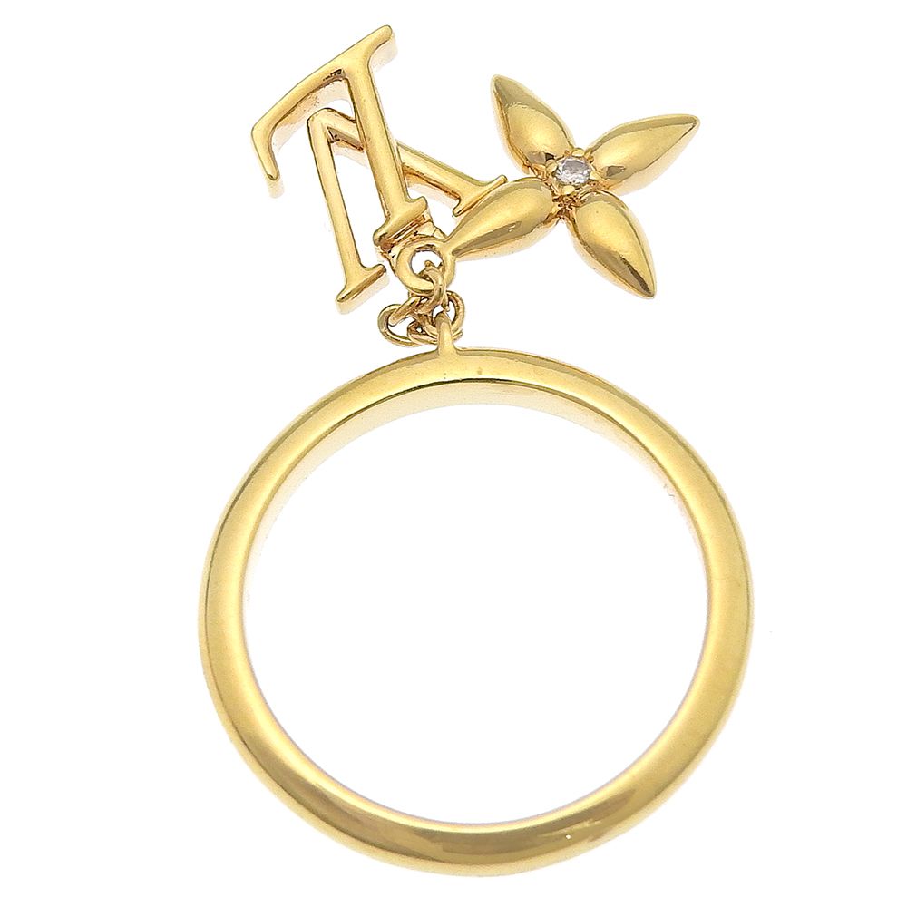 【本物保証】 箱・布袋付 新品同様 ルイヴィトン LOUIS VUITTON リング ルイゼットシグネチャー ロゴ 指輪 M1436S ラインストーン S 9.5号