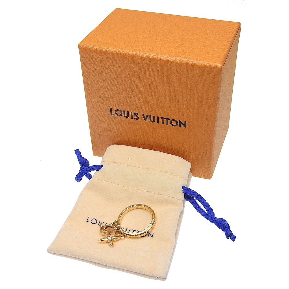 【本物保証】 箱・布袋付 新品同様 ルイヴィトン LOUIS VUITTON リング ルイゼットシグネチャー ロゴ 指輪 M1436S ラインストーン S 9.5号