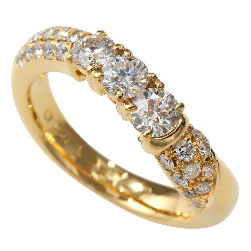 【本物保証】 新品同様 ミラショーン mila schon 約5.6g ウエーブ リング K18YG 750 ダイヤモンド 0.60ct メレダイヤ 0.32ct 約12号 華やか