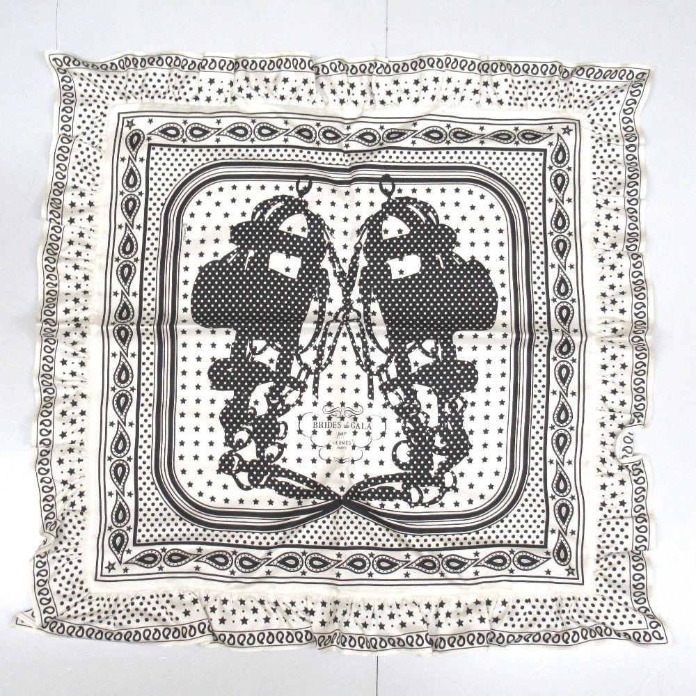 Tj287441 エルメス　HERMES　カレ70　BRIDES DE GALA A POIS　スカーフ　ブリッド ガラ バンダナ　シルク　H942669S 01 中古・超美品