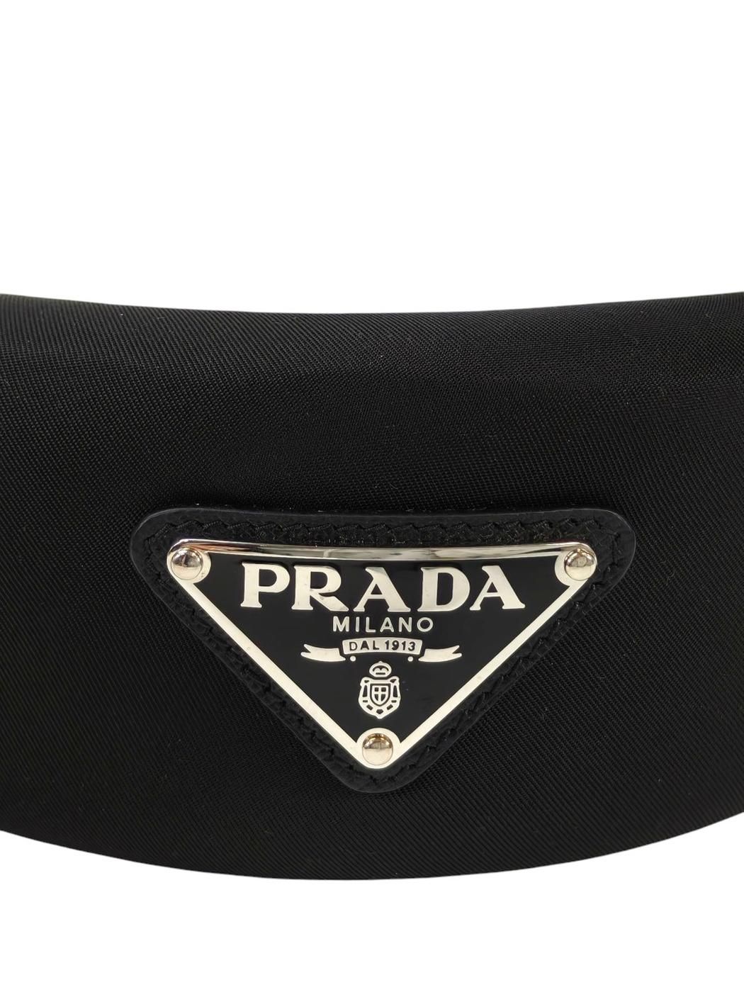 PRADA プラダ 三角ロゴ付き カチューシャ ブラック 管理番号：11544
