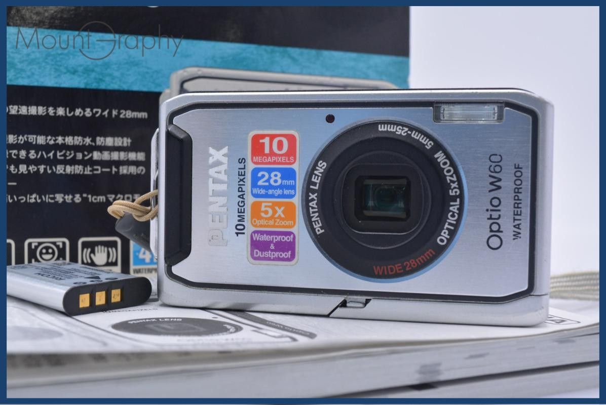 難あり ペンタックス PENTAX Optio W60 5X 元箱、バッテリー、取扱説明書付属 同梱無料 #ks826 6,510円
