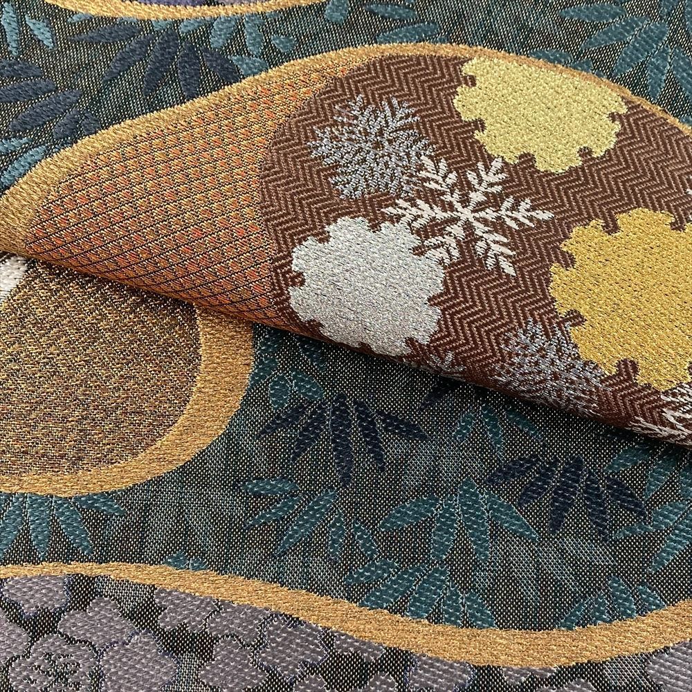 たんす屋 TANSU-YA リユース帯 帯 袋帯 黒緑 フォーマル セミフォーマル 織り 兆寿尽くし 絹 六通 洗い済 7650004305194