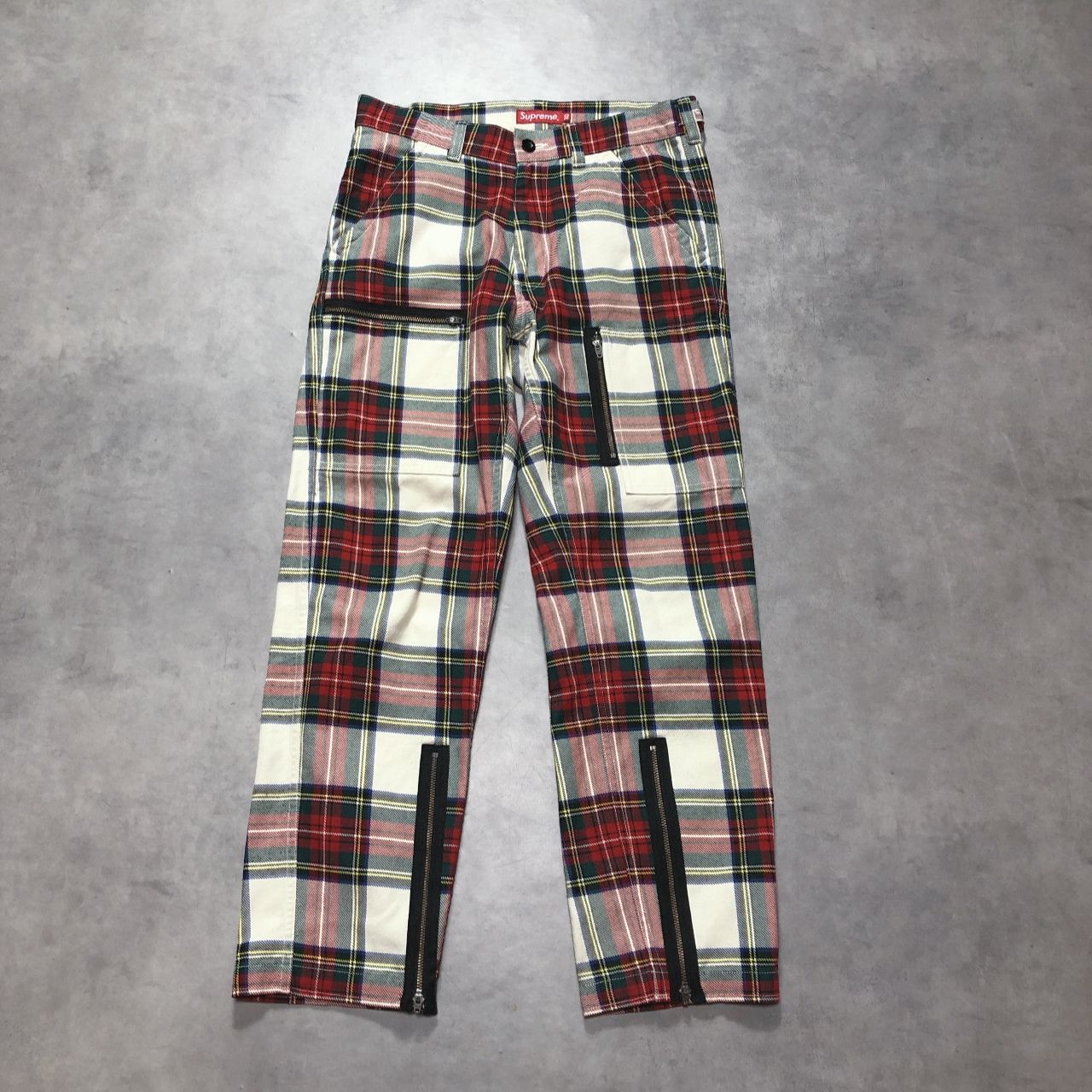 GQ6090◇Supreme：14fw Tartan plaid Flight Pants◇30◇マルチ系