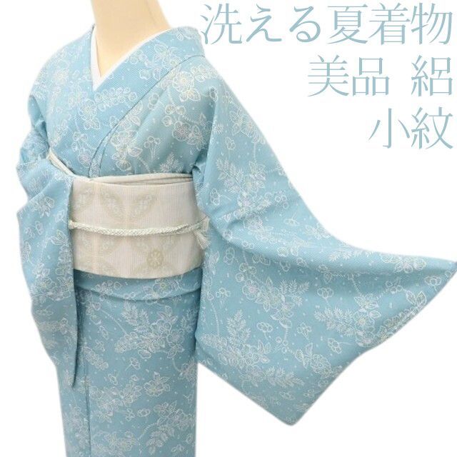 百華❀Y5281◇美品 洗える夏着物 絽 菊 椿 桜 小紋 - メルカリ
