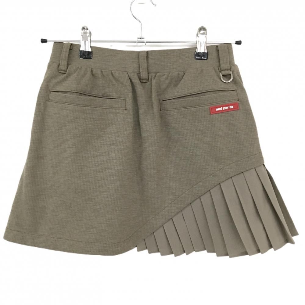 【超美品】アンパスィ スカート ブラウン サイド裾プリーツ 裏地付 レディース M ゴルフウェア and per se 超美品】アンパスィ スカート ブラウン サイド裾プリーツ 裏地付