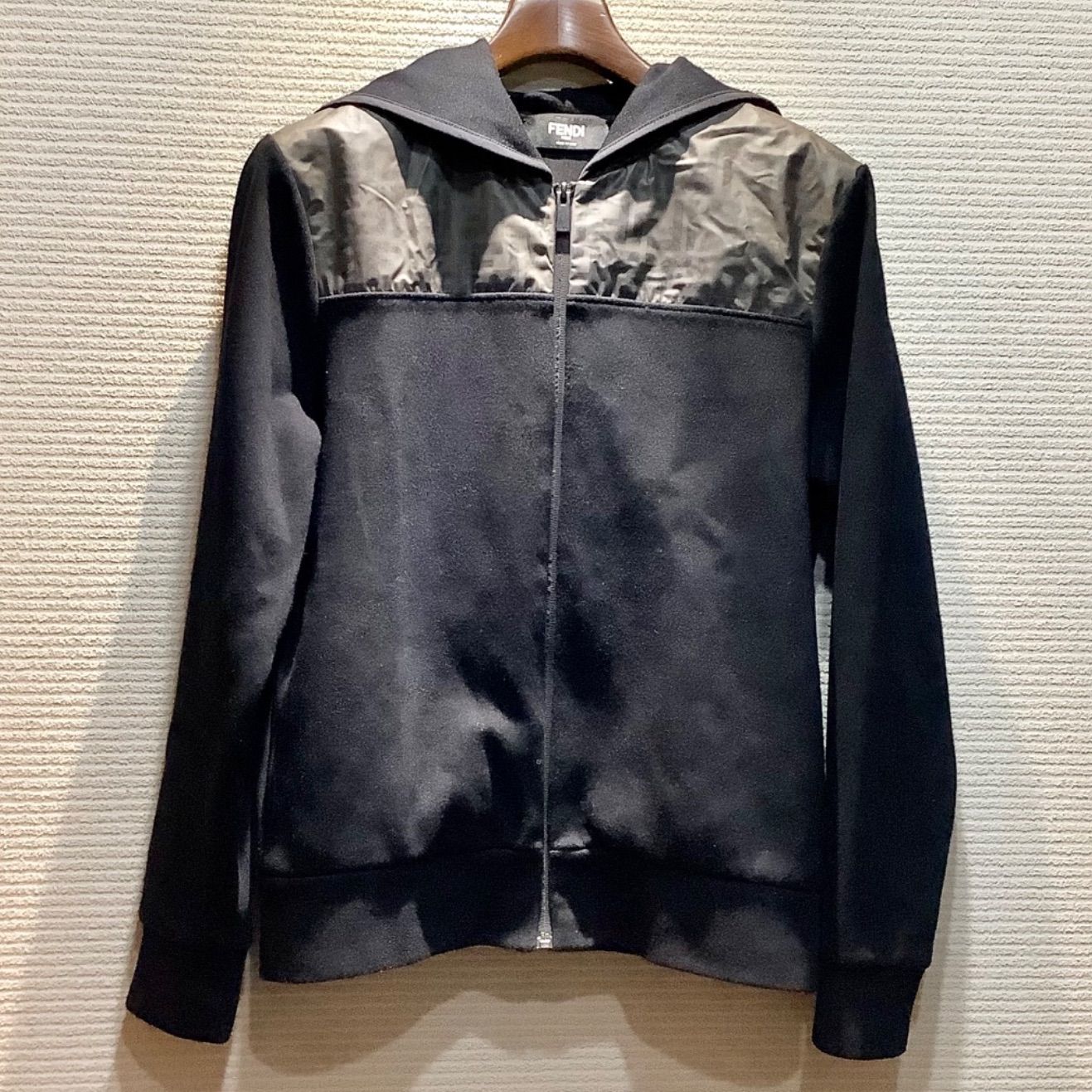 フェンディ FENDI 18年 ズッカ柄 切り替え パーカー フーディー 黒 ブラック [XS] メンズ FAF526 A7175/T46
