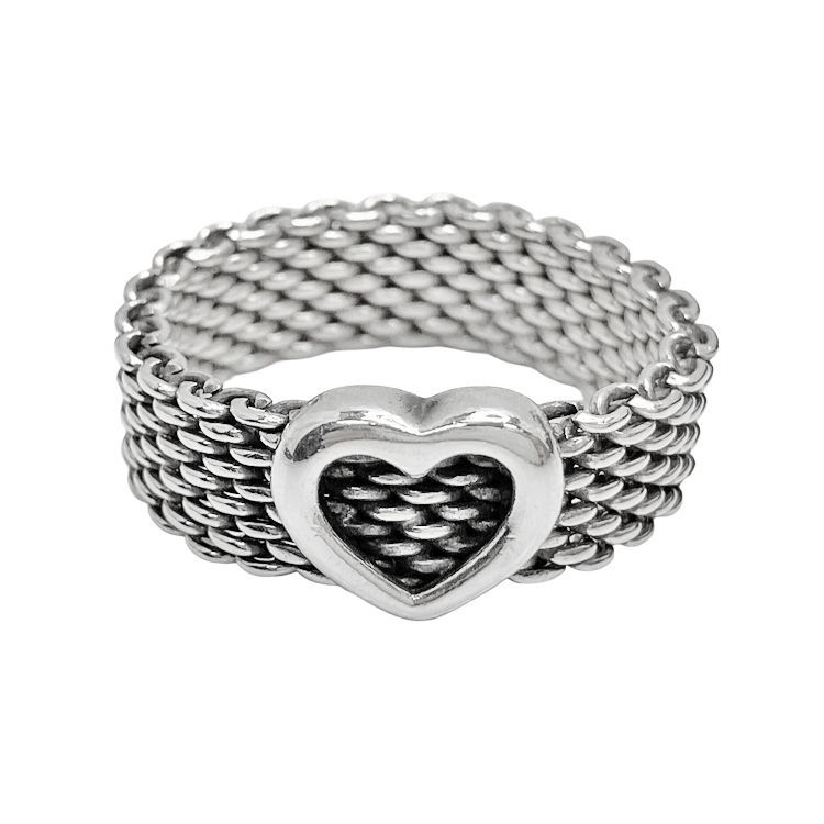 Tiffany&Co. ティファニー サマセット メッシュ ハート リング size=14