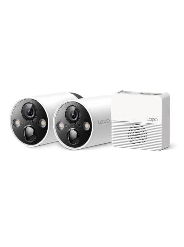 TP-Link フルワイヤレス ネットワークカメラ 屋外カメラ ペットカメラ 防犯カメラ 2K QHD 照明 ライト 搭載 音声通話可能 ハブ搭載 1年 カメラｘ2+ハブ1セット IP65準拠 Tapo C420S2/Ayu