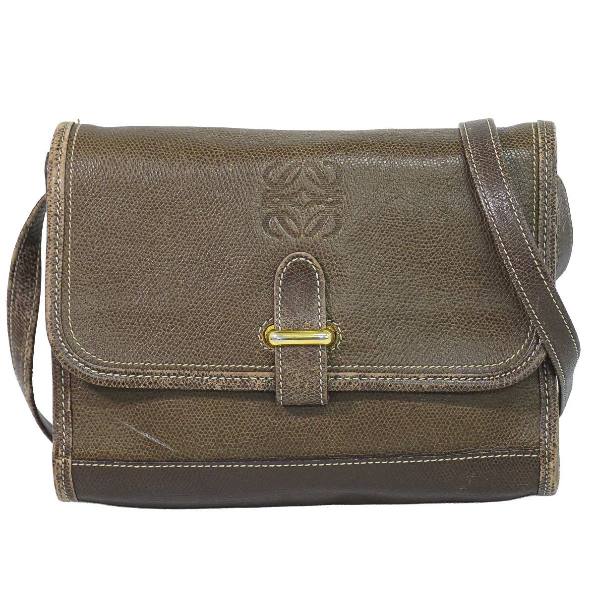 本物 ロエベ LOEWE アナグラム ショルダーバッグ ポシェット レザー 