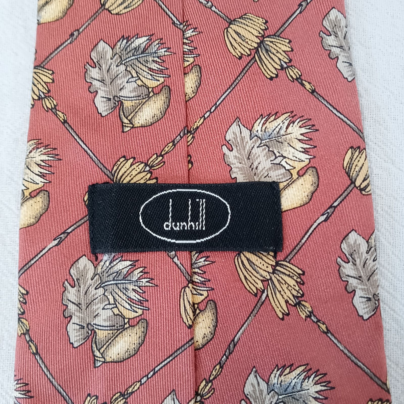 ダンヒル dunhill ネクタイ 総柄 植物モチーフ レッド 赤 シルク