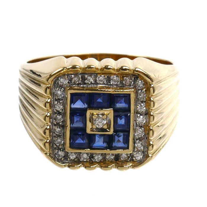 K18YG イエローゴールド リング・指輪 サファイア1.23ct ダイヤモンド