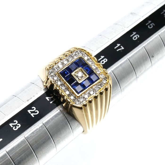 K18YG イエローゴールド リング・指輪 サファイア1.23ct ダイヤモンド
