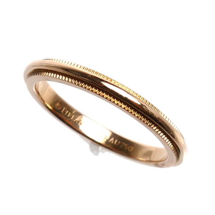 TIFFANY&Co. ティファニー K18PG ピンクゴールド ミルグレイン リング・指輪 9号 2.5g レディース 中古