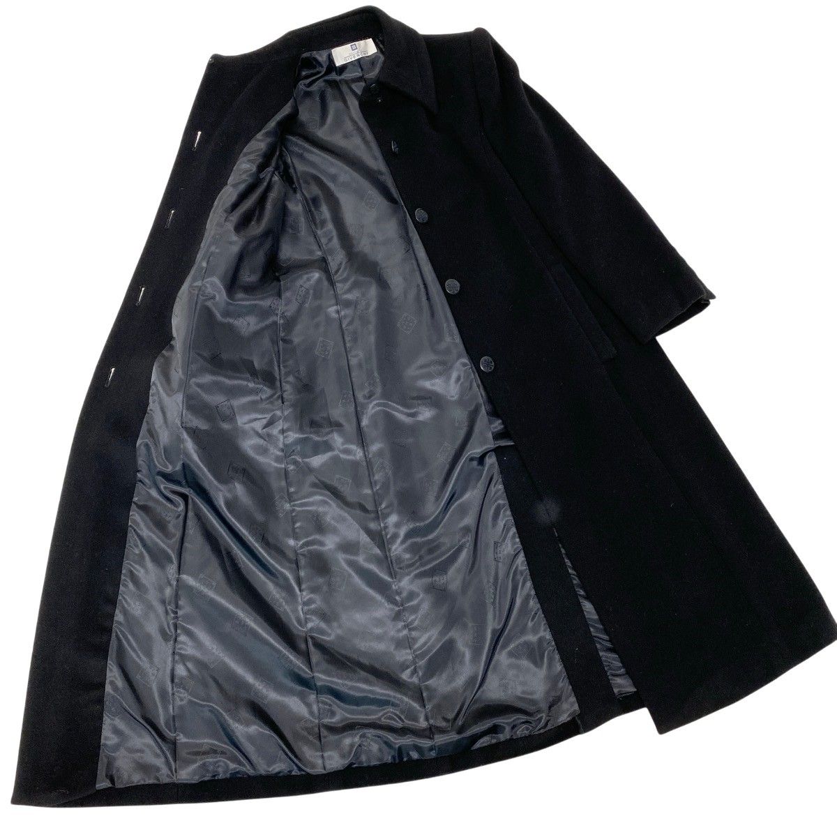 GIVENCHY ブラック カシミヤ混 ティッシ期 ロングコート 2g14 GIVENCHY ジバンシィ ステンカラーコート ロングコート ラム