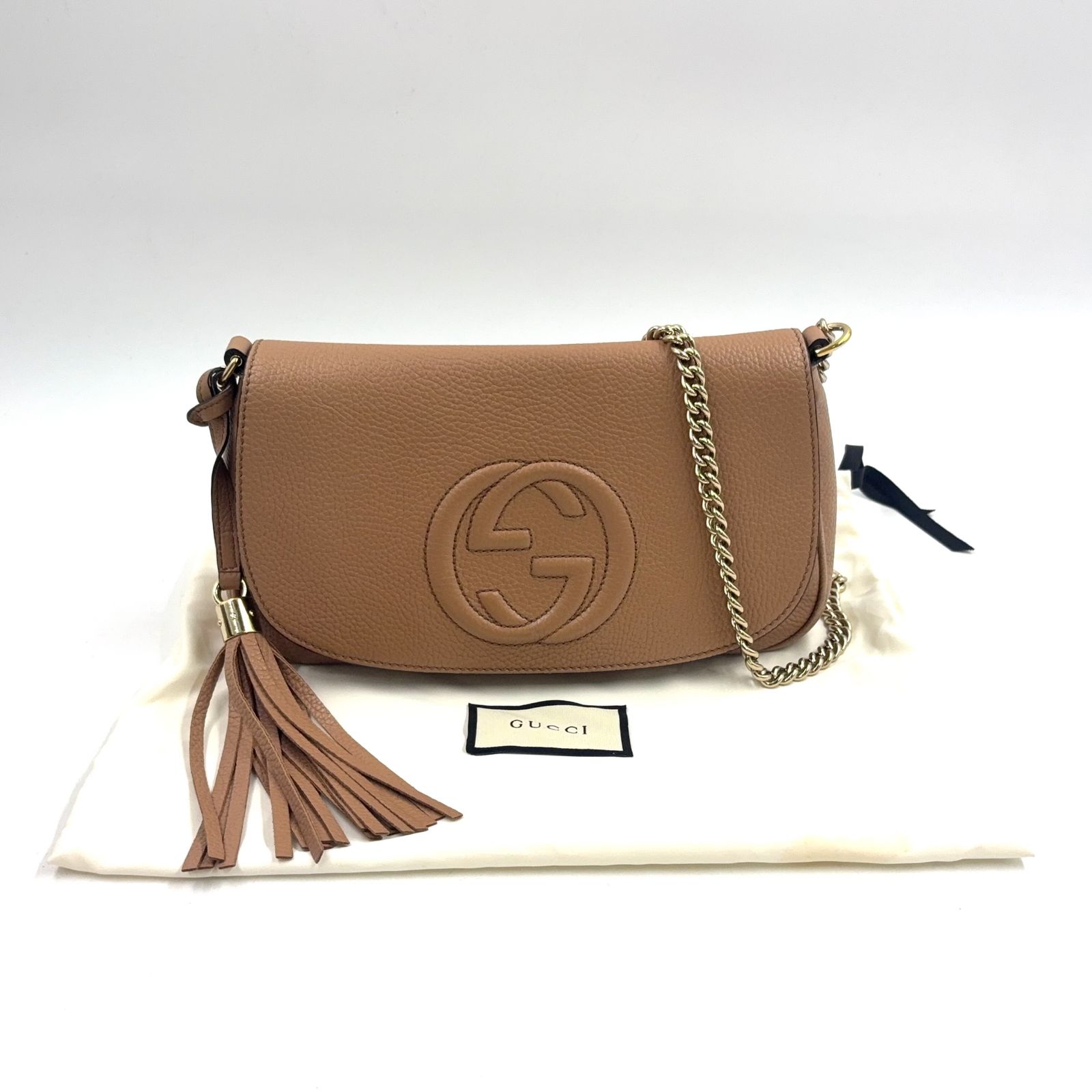 GUCCI インターロッキングG チェーンショルダーバッグ ベージュ 新着】GUCCI ソーホー インターロッキングG チェーンショルダーバッグ