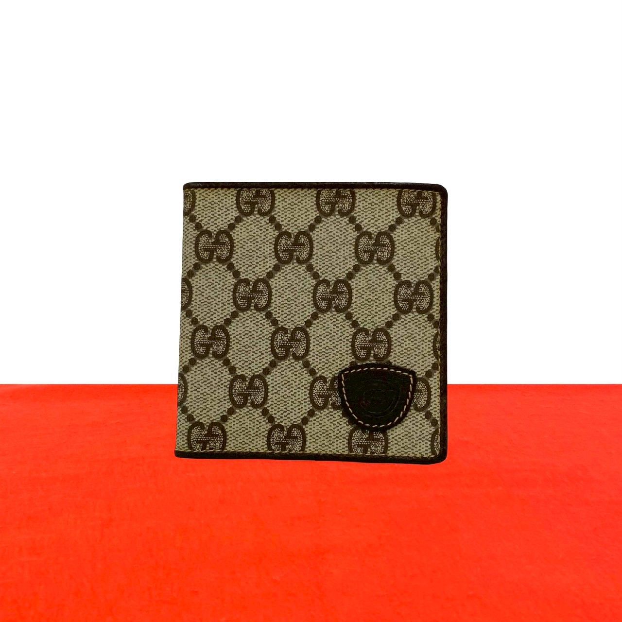 極 美品 GUCCI グッチ オールドグッチ ヴィンテージ GG 柄 レザー 二
