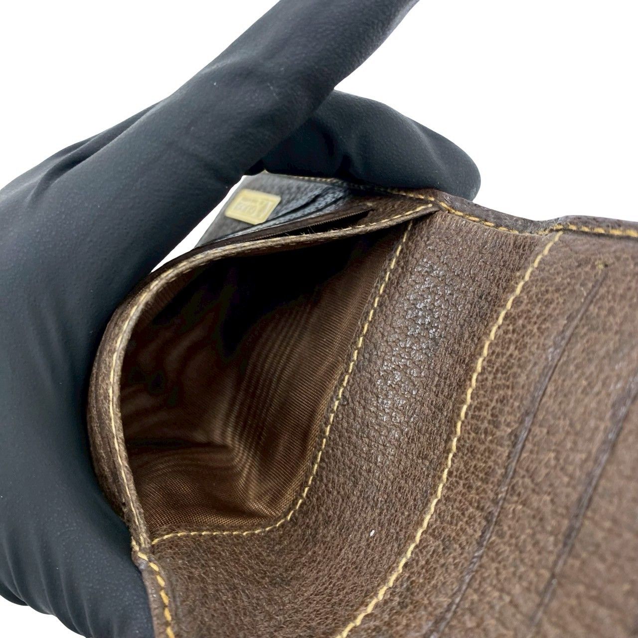 極 美品 GUCCI グッチ オールドグッチ ヴィンテージ GG 柄 レザー 二