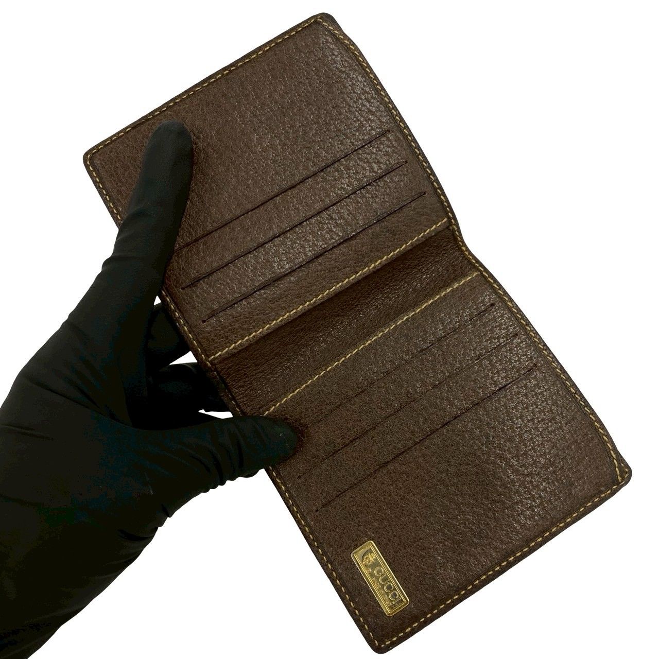 極 美品 GUCCI グッチ オールドグッチ ヴィンテージ GG 柄 レザー 二