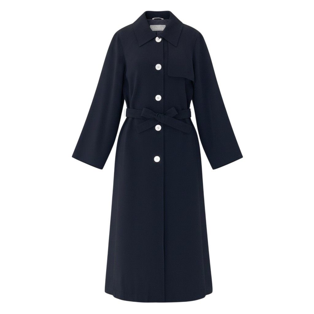 25g14 Max Mara マックスマーラ ステンカラーコート ロングコート 薄手 サイズ40 イタリア製 ネイビー レディースu02t 15,620円