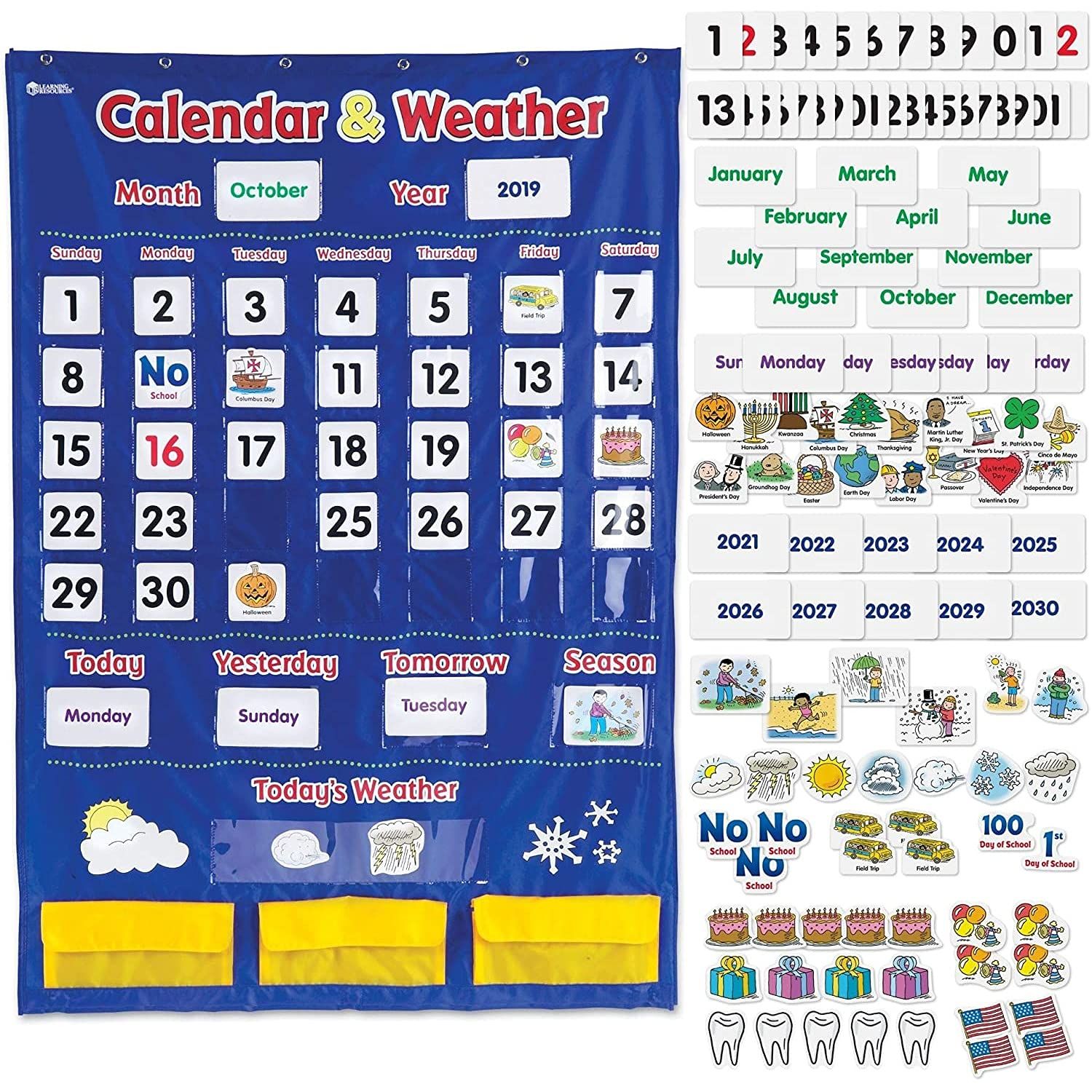 ラーニングリソーシズ (Learning Resources) 英語教材 壁掛け ポケットチャート 英語カレンダー&天気 正規品 LER2418