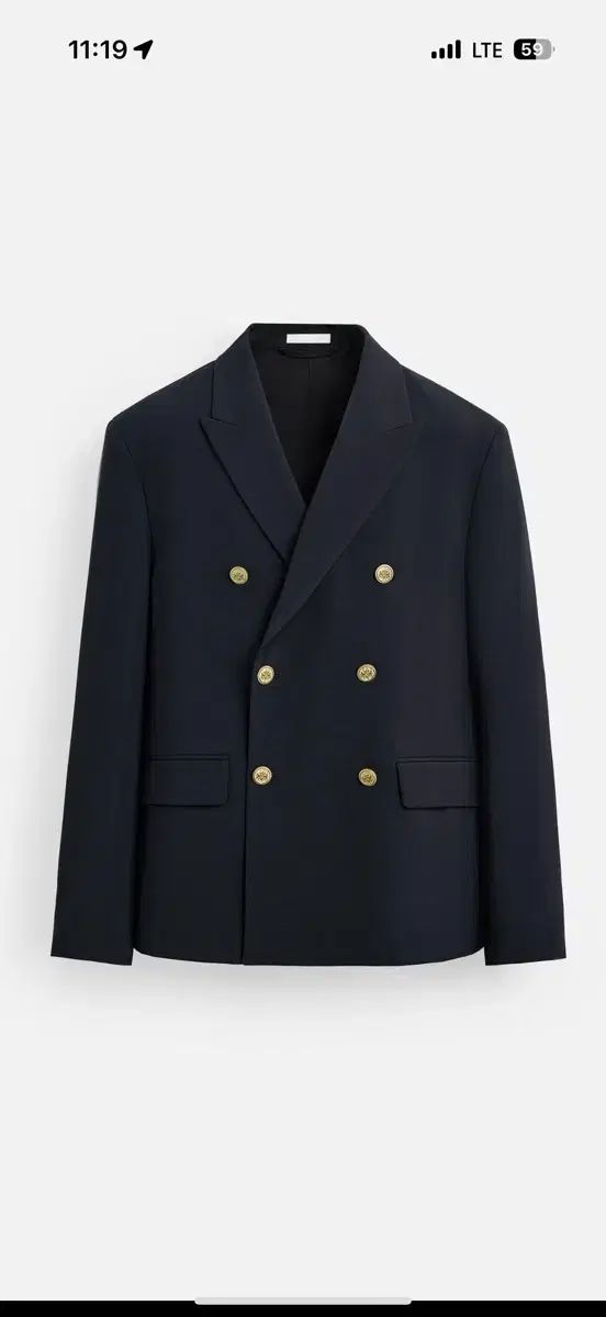 ZARA ダブル ボタン ブレスト ブレーザー ジャケット ネイビー