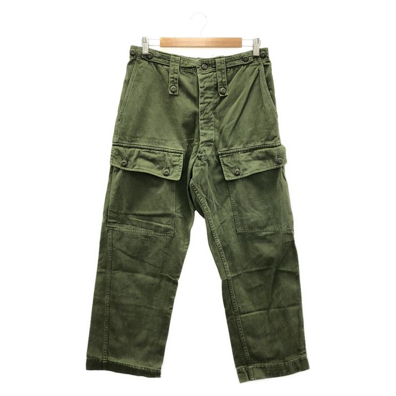 【中古】80s ヴィンテージ MILITARY オーストラリア軍 Fatigue Cargo Pants サイズ不明 平置き約37cm カーキ[91]