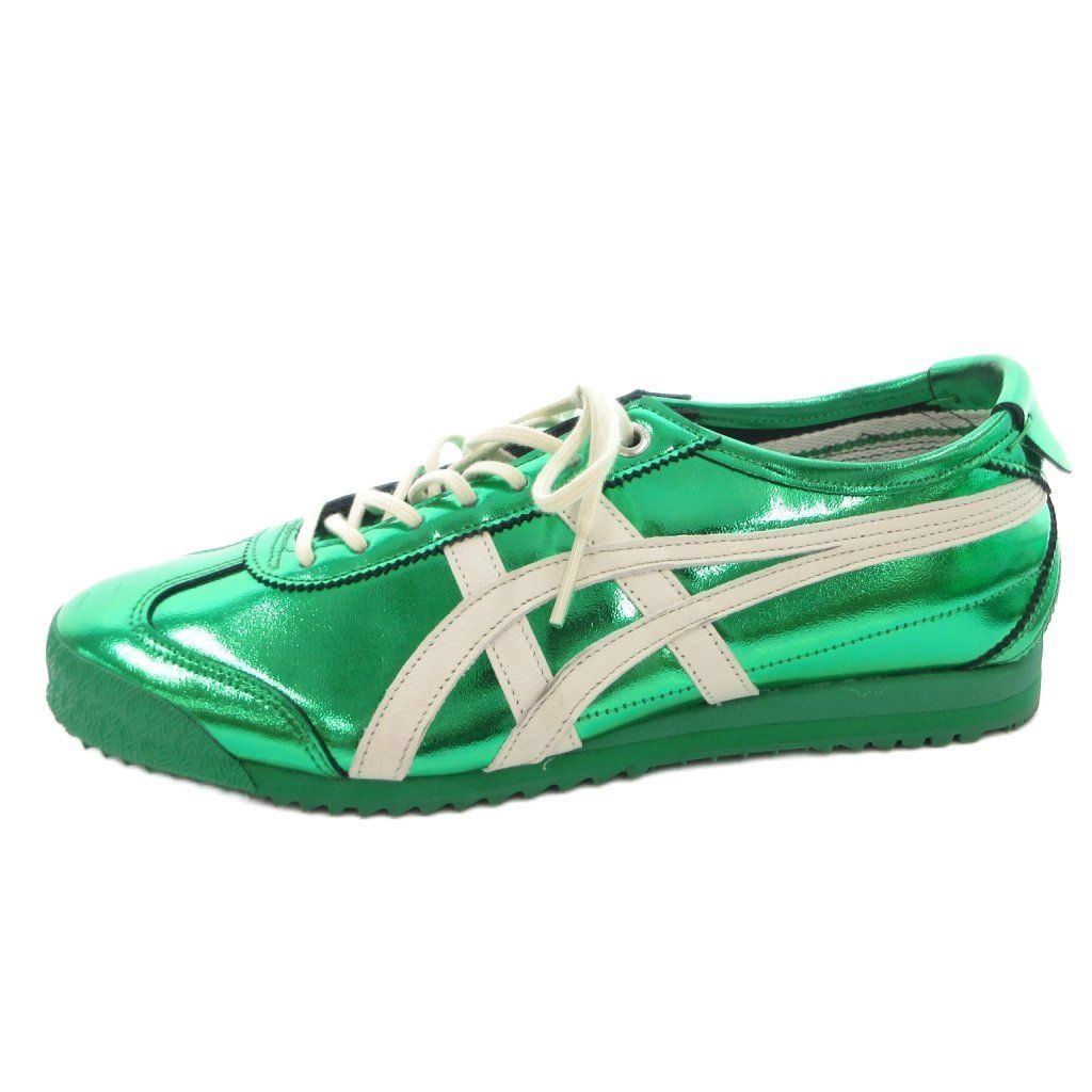 オニツカタイガー Onitsuka Tiger スニーカー シューズ ローカット メタリック 光沢 23.5 緑 グリーン /FF ■GY53