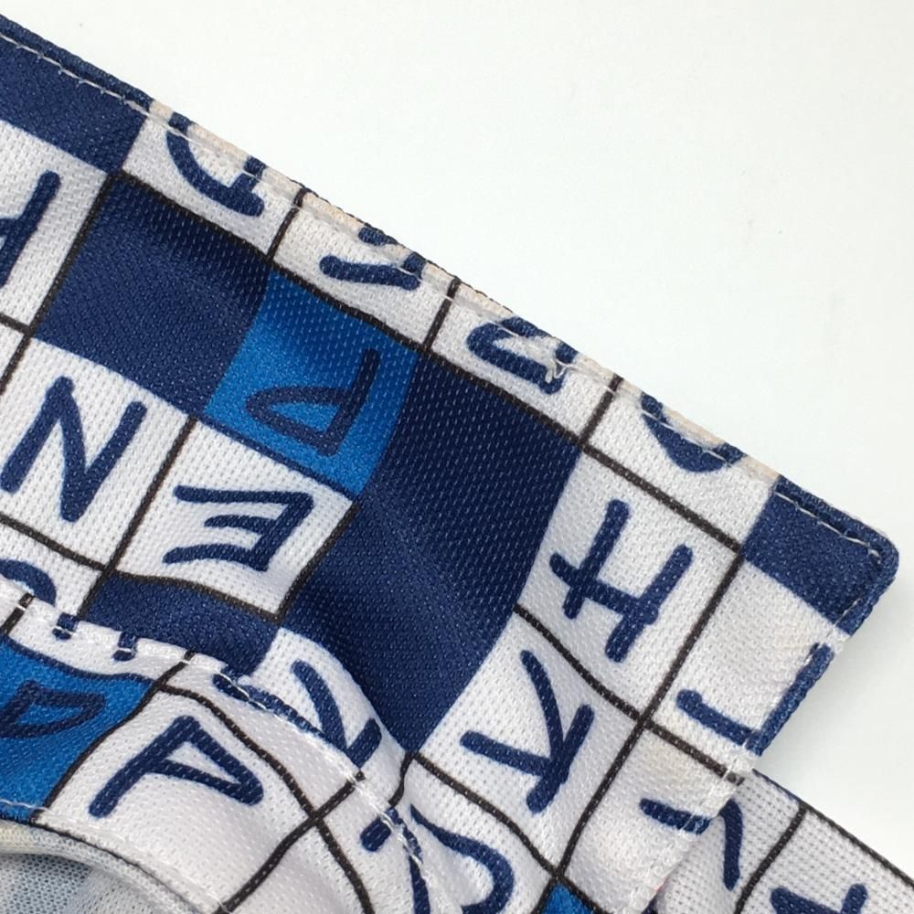 美品】ラウドマウス 半袖ポロシャツ 白×ネイビー ゴルフワードパズル