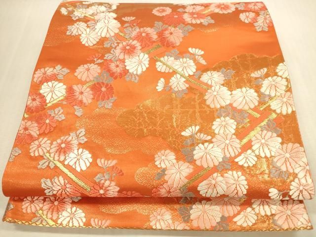 平和屋本店▼六通柄袋帯　唐織　雲取り菊文　袋帯彩錦　本金箔24K　正絹　逸品　DABI5092op 11,466円