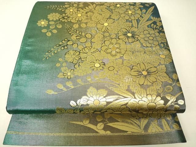 平和屋本店▼六通柄袋帯　萬葉花集　本金二重織　正絹　逸品　DABH6615az 10,731円