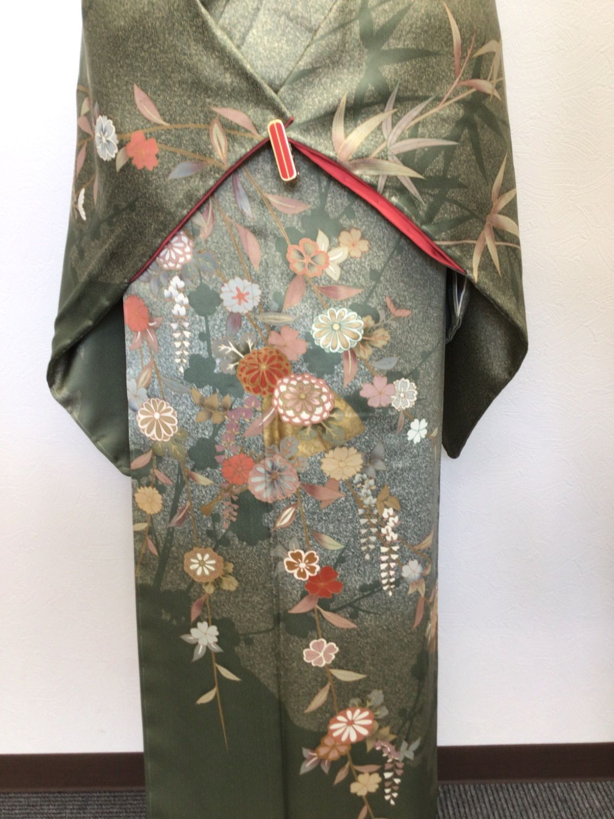 美品】正絹 訪問着 袷 緑色 花柄 友禅 身丈168cm 裄67cm - メルカリ