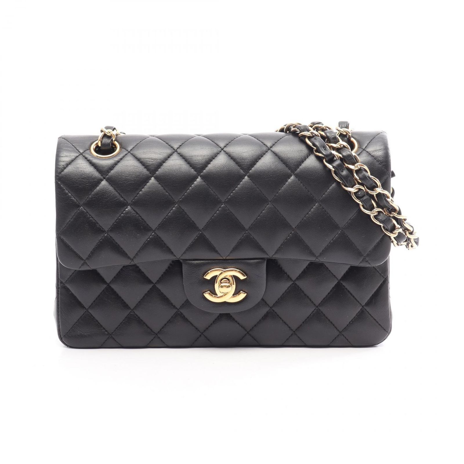 シャネル CHANEL ショルダーバッグ マトラッセ Wフラップ ブラック ラムスキン（羊革） マトラッセ ダブルフラップ チェーンショルダー レディース Used A