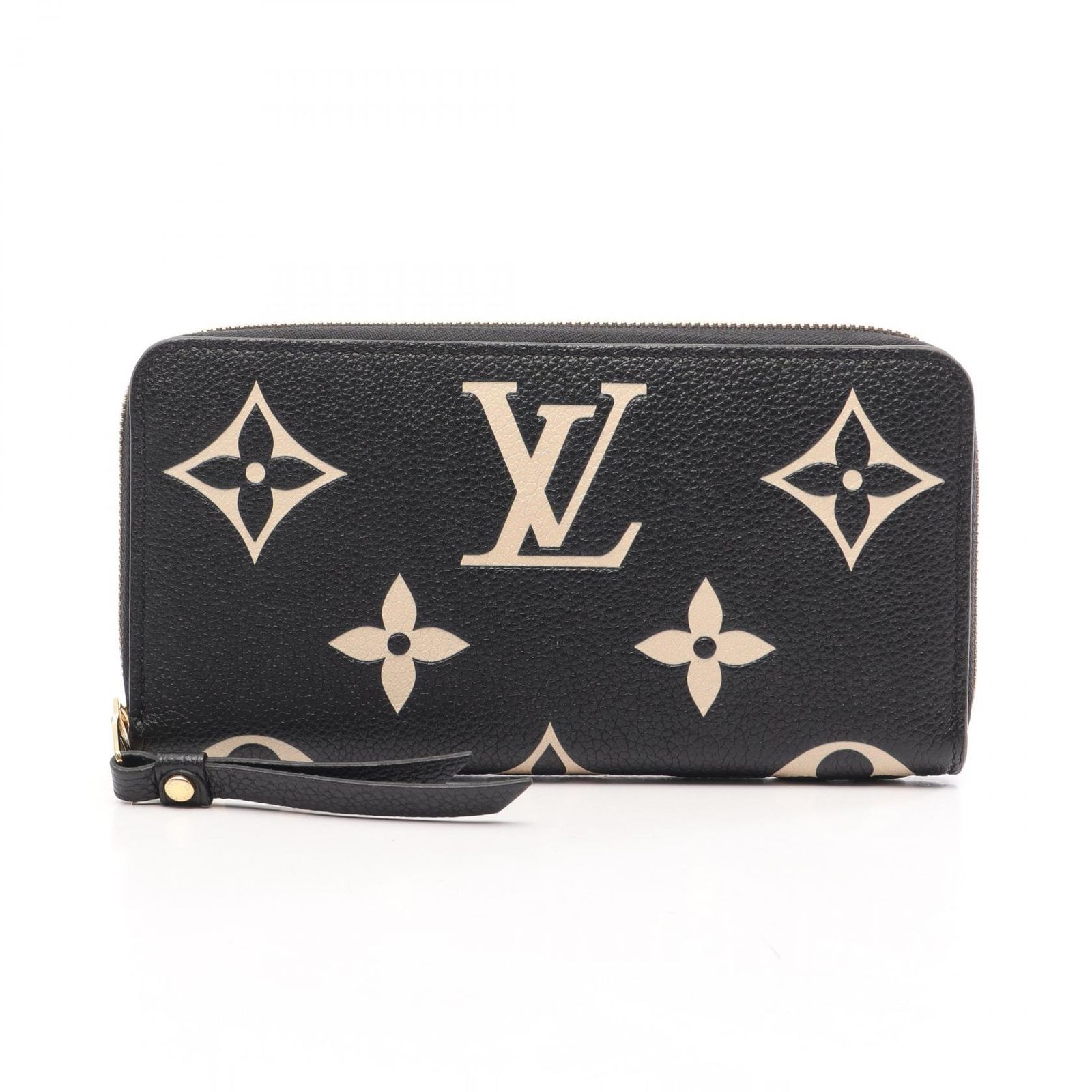 ルイ・ヴィトン LOUIS VUITTON ラウンド長財布 ジッピーウォレット バイカラーモノグラムアンプラント M80481 ブラック/ベージュ レザー ジッピー・ウォレット