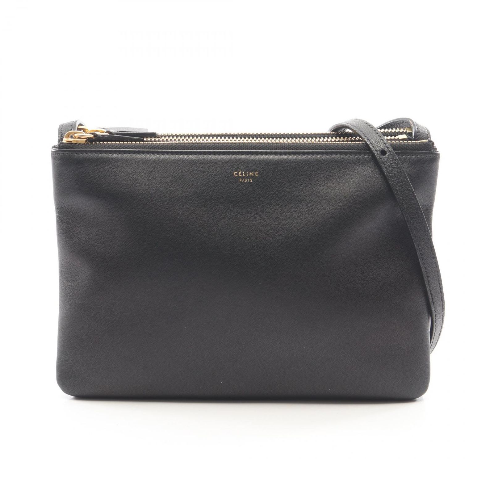 セリーヌ CELINE ショルダーバッグ TRIO SMALL トリオ スモール 165113 ブラック レザー トリオ スモール レディース Used B