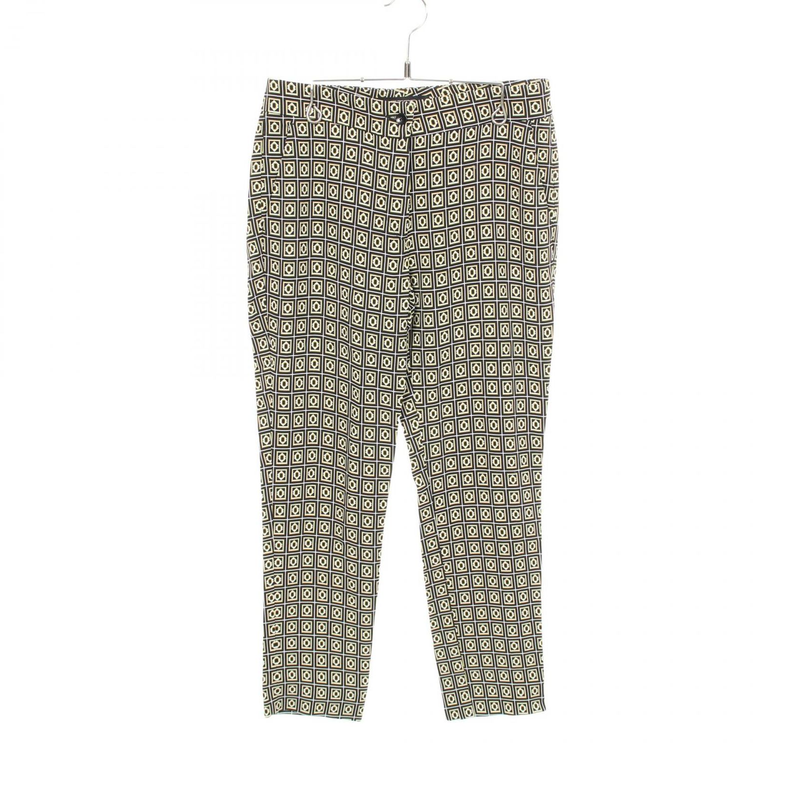 エトロ ETRO パンツ 総柄 152-17337-5078 ブラック/イエロー レーヨン 柄パンツ レディース Used A