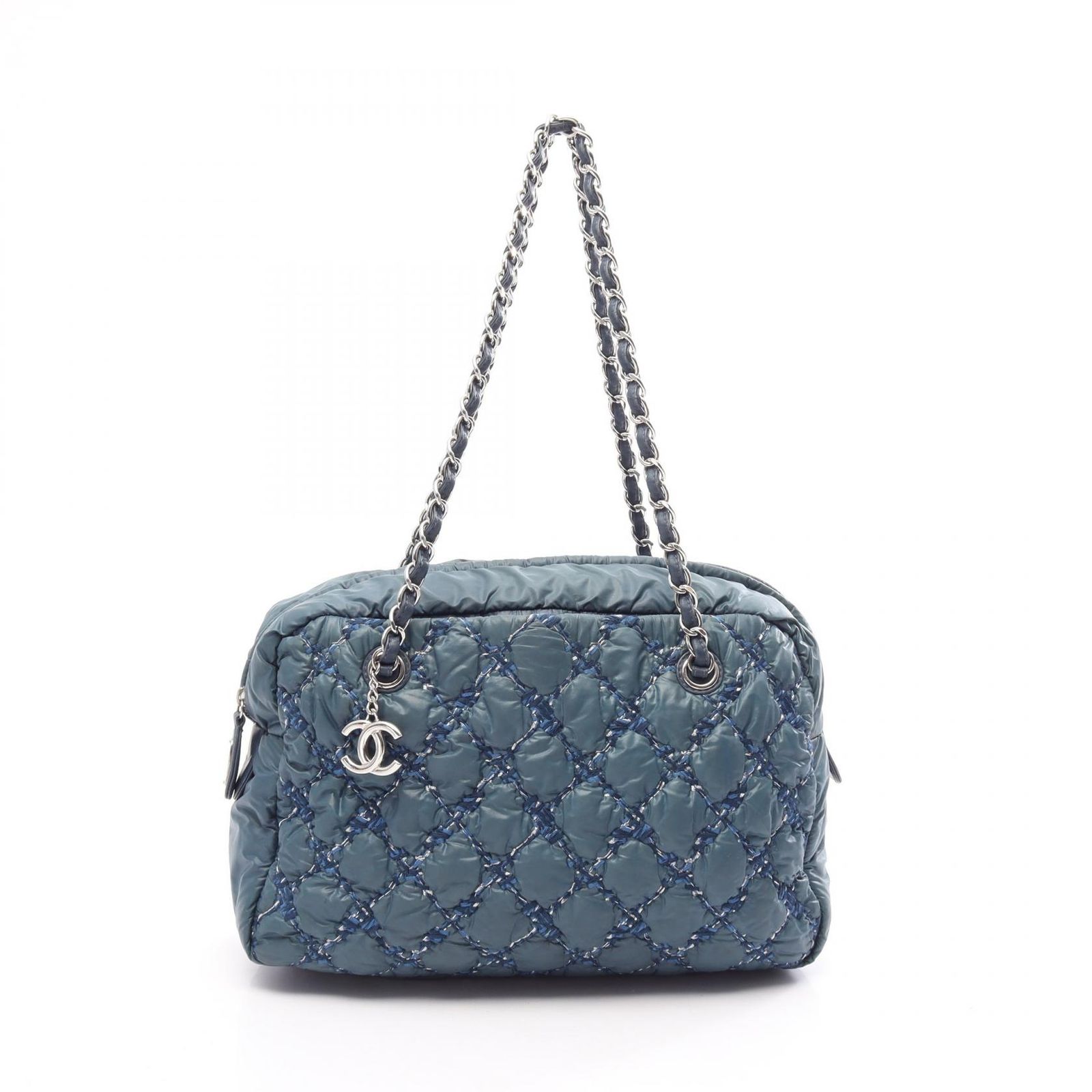 シャネル CHANEL ショルダーバッグ パリビザンス スモークブルー ナイロン レザー パリビザンス チェーンショルダー レディース Used B