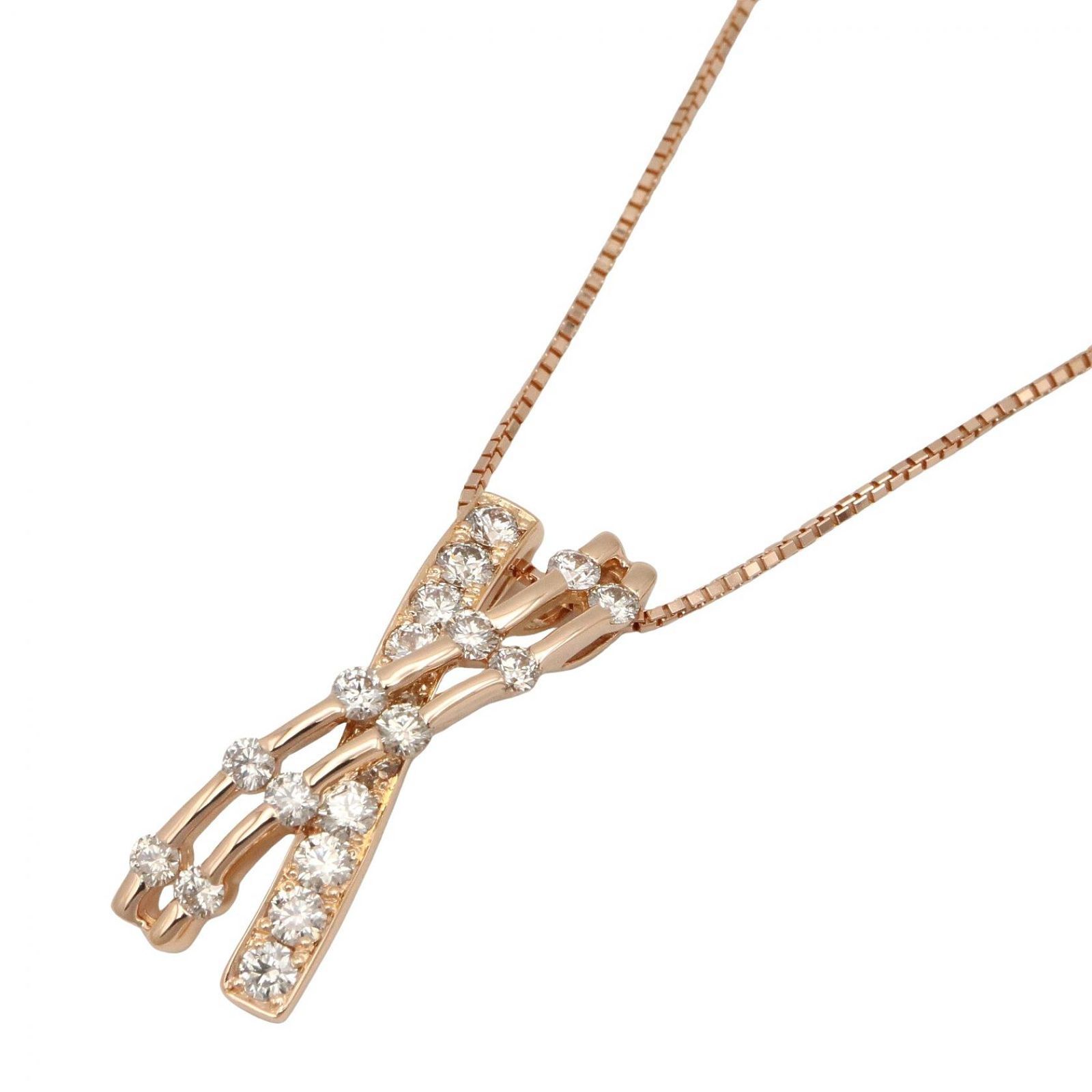 ジュエリー JEWELRY ネックレス ダイヤ ネックレス ﾀﾞｲﾔ 5.8g 首回44.5cm K18PG（ピンクゴールド） ダイヤモンド ネックレス レディース Used A