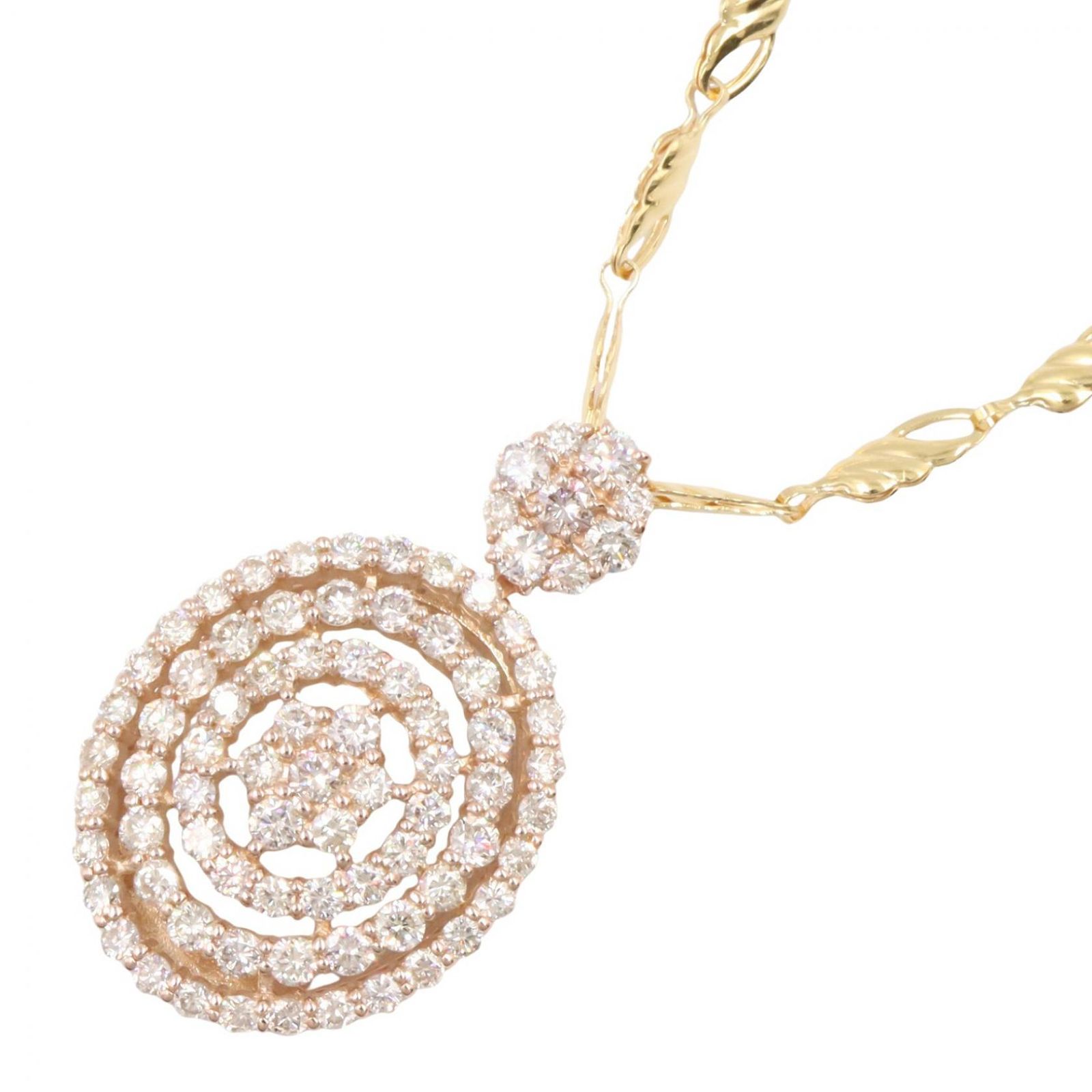 ジュエリー JEWELRY ネックレス ダイヤモンド ネックレス ﾀﾞｲﾔ 9.5g 首回49.5cm K18（イエローゴールド） K18PG（ピンクゴールド） ネックレス レディース Used A