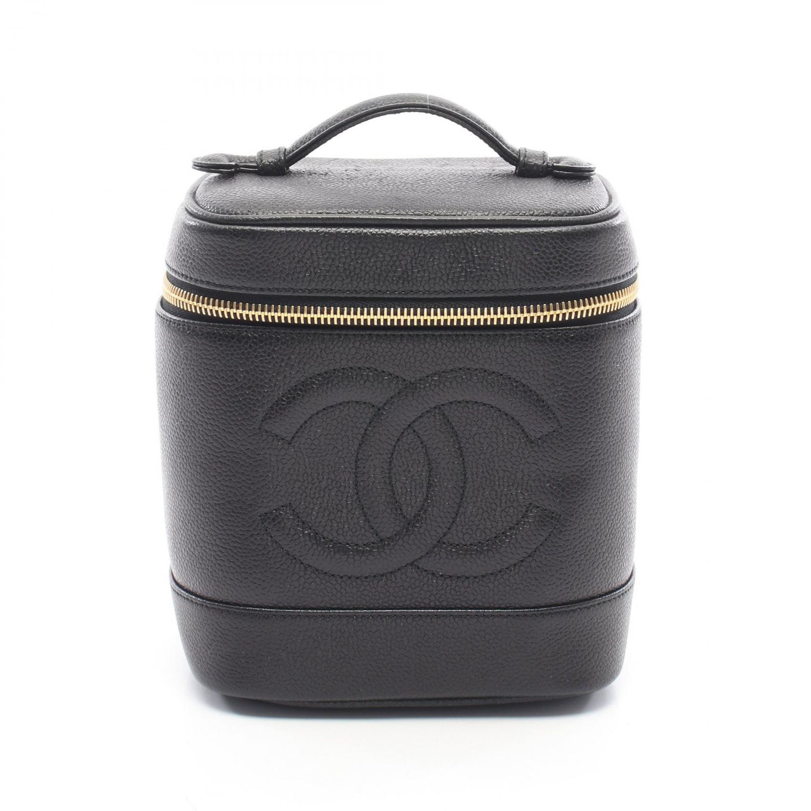 シャネル CHANEL ハンドバッグ ココマーク A01998 ブラック キャビアスキン(グレインドカーフ) ココマーク 縦型バニティ レディース Used A