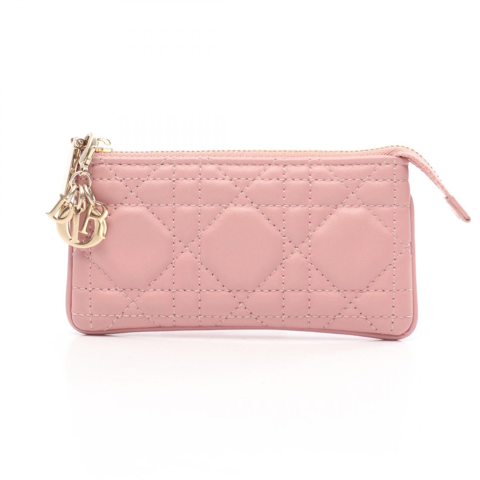 ディオール Dior コインケース LADY DIOR レディディオール カナージュ キーリング付き S0972ONMJ ピンク レザー LADY DIOR コインケース レディース Used A